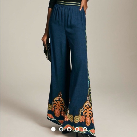 Anthropologie Pants - 154 Farm Rio for Anthropologie Navy Blue Wide Leg Pants - Size L